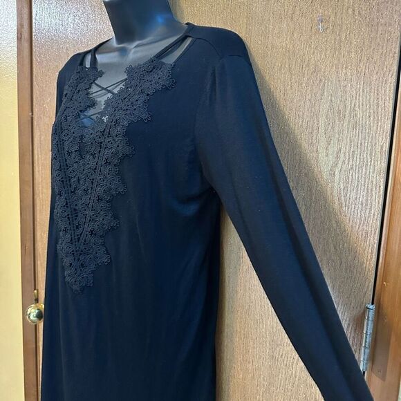 Hippie Chic Long Sleeve black shirt women size L - Picture 6 of 12